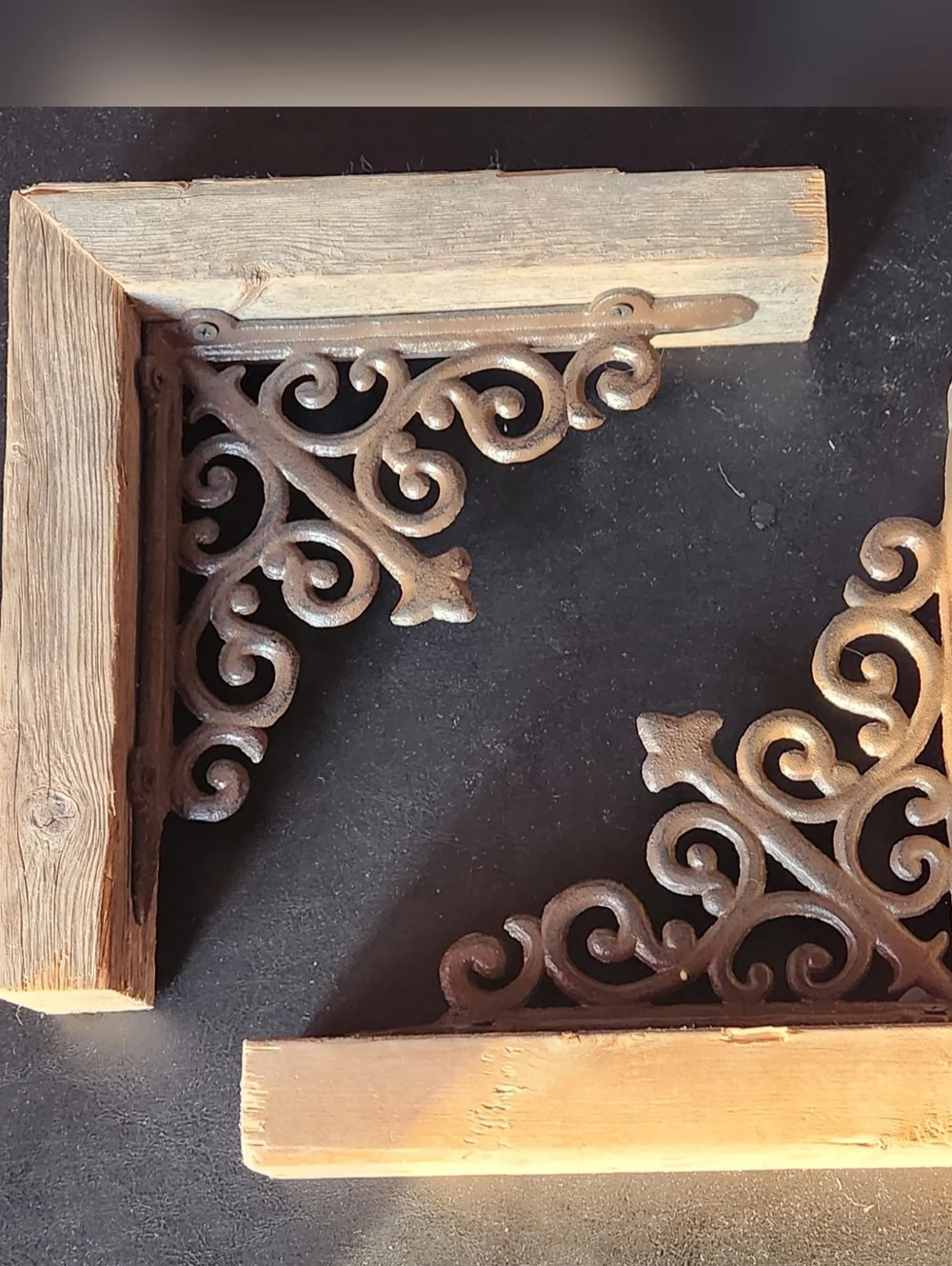Old Wood and Wrought Iron Corner Pieces